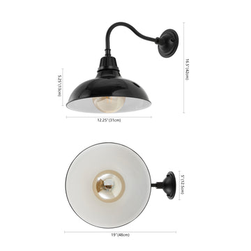 Aurora 12.25" Farmhouse Industrial Indoor/Outdoor Iron LED Gooseneck Arm Outdoor Sconce - JONATHAN Y